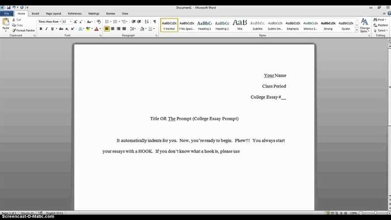 Proper heading for a college paper