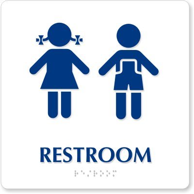 Amazon.com: Restroom (Boys / Girls Pictograms) (White) Sign, 9" x ...