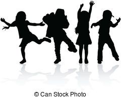 Clipart silhouette child playing