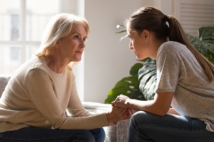 Mother and teen talking