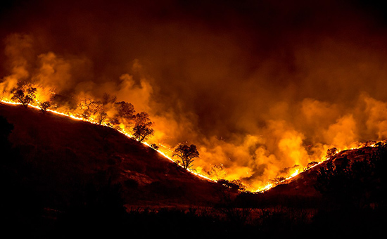 Fire on a ridge line