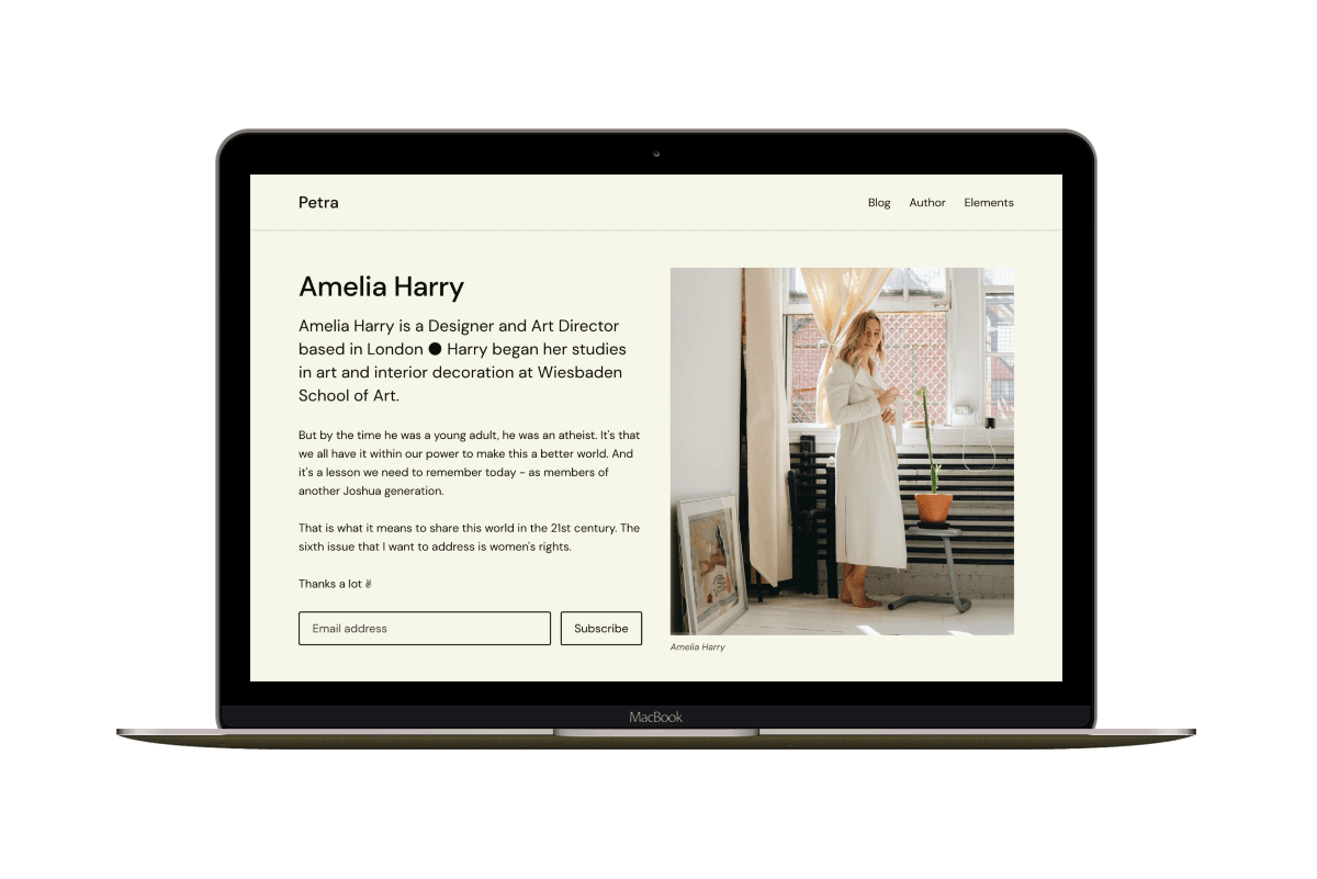 Petra — Newsletters personal website Ghost theme