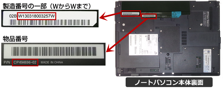 LIFEBOOK AH53/K、WA1/K本体裏面の画像イメージ