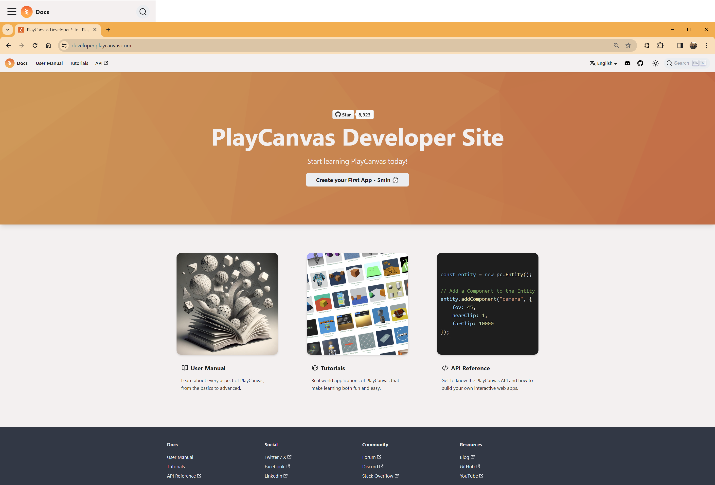 Developer Site Landing Page