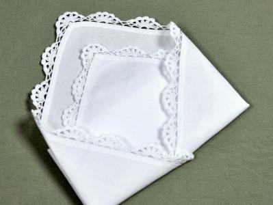 1 Dozen White Scalloped Crochet Lace Dinner Napkins