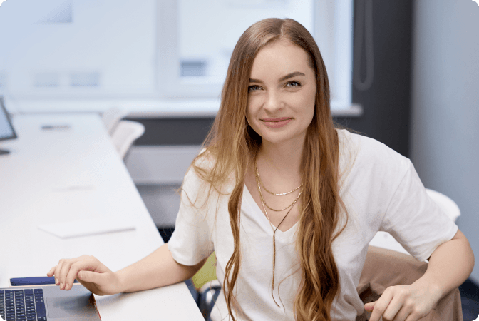 Woman in white shirt