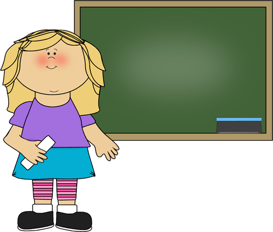 Girl Standing at Chalkboard Clip Art - Girl Standing at Chalkboard ...