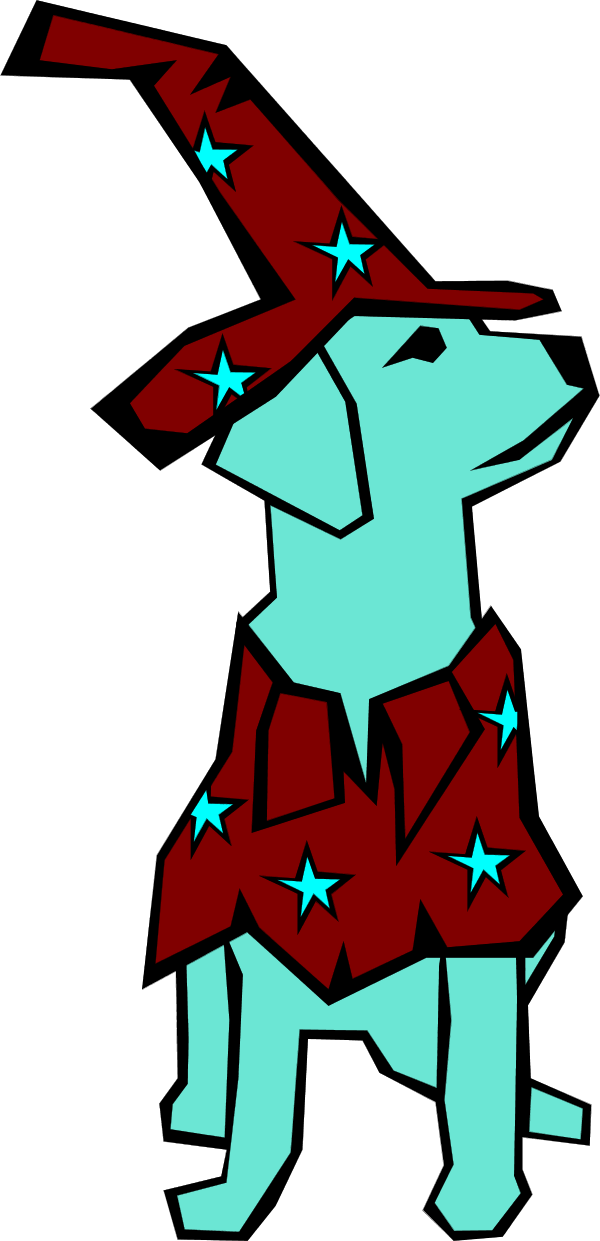 Dog Sitting Wearing Tall Hat - vector Clip Art