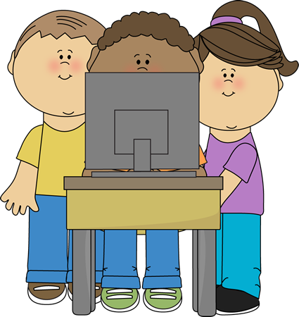 Kids Using School Computer Clip Art - Kids Using School Computer ...