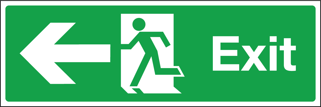 Exit sign running man arrow left - Safety Signs, Warning Signs and ...