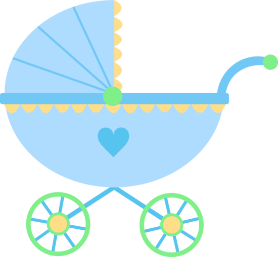 Cute Blue Baby Carriage - Free Clip Art