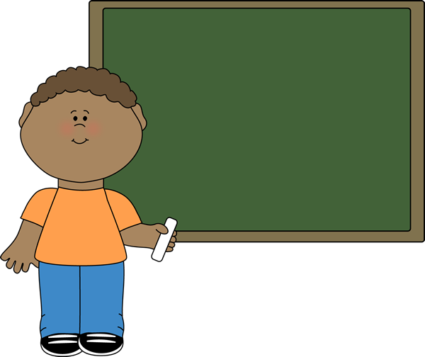 Boy at Chalkboard Clip Art - Boy at Chalkboard Image