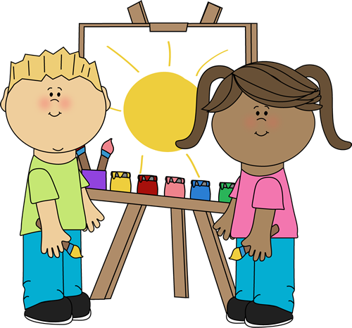 Kids Painting On Easel Clip Art Kids Painting on Easel Image