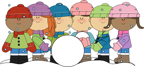 Kids Building a Snowman Clip Art - Kids Building a Snowman Image