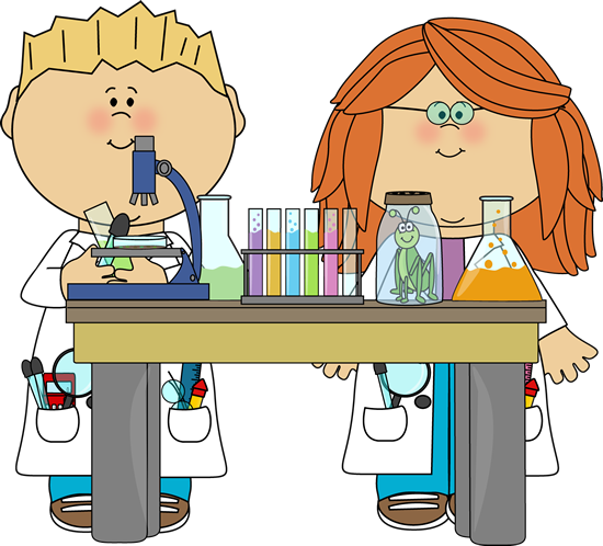 Kids in Science Class Clip Art - Kids in Science Class Vector Image