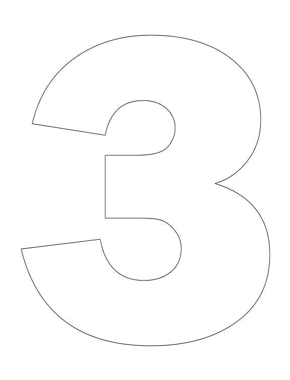 Free coloring pages of the number 3