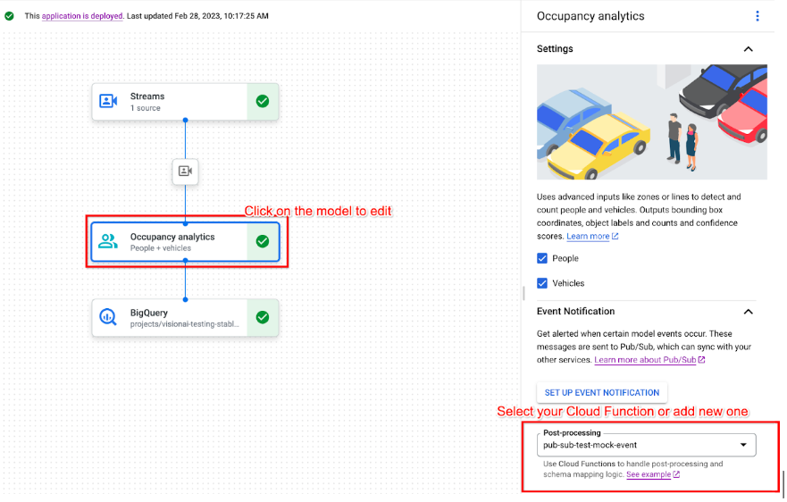 Select postprocessing Cloud Function image in Cloud Console