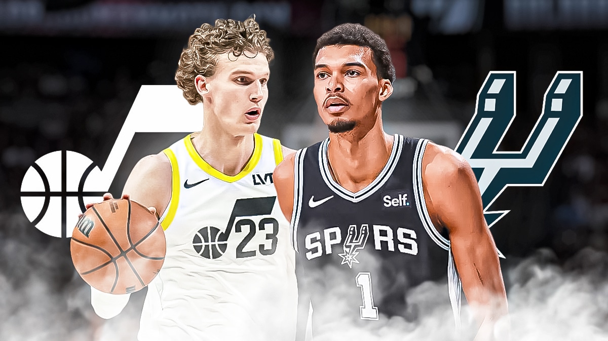 Lauri Markkaned image, Utah Jazz logo, Victor Wembanyama image, San Antonio Spurs logo