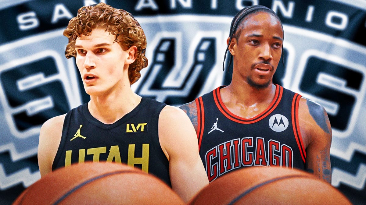 DeMar DeRozan image, Lauri Markkanen image, San Antonio Spurs logo