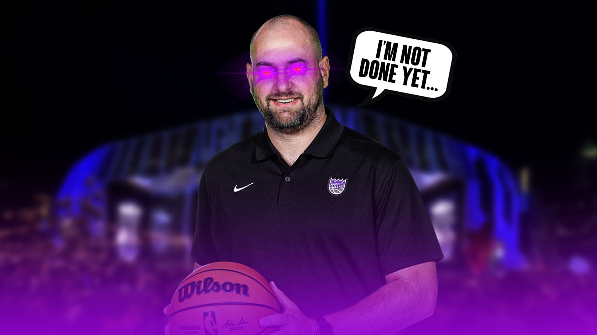 Kings GM Monte McNair smiles with laser eyes and says "I'm not done yet..."