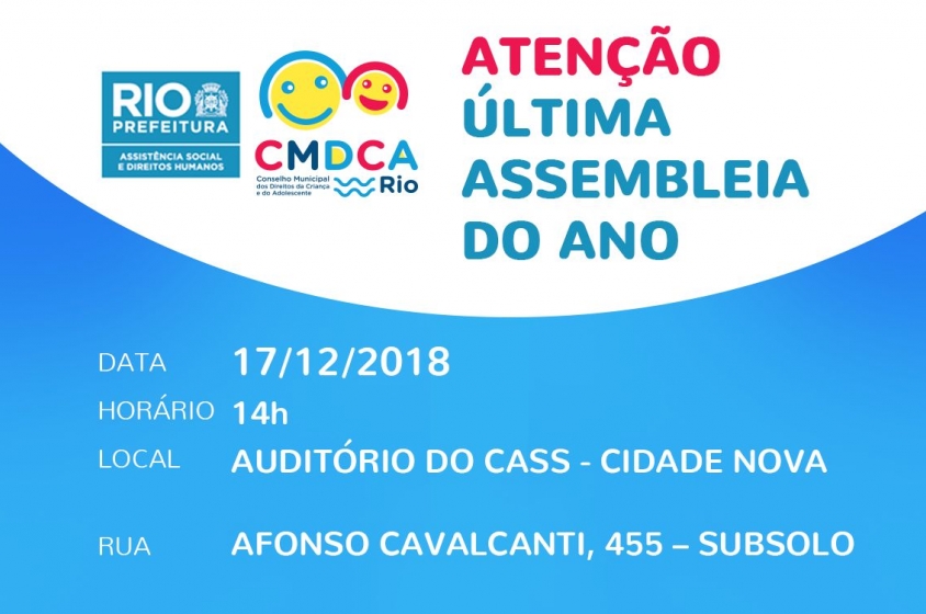 ATENÇÃO: ÚLTIMA ASSEMBLEIA DO ANO