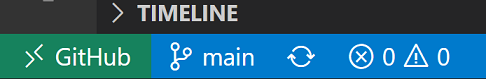 VS Code Status bar on Main branch