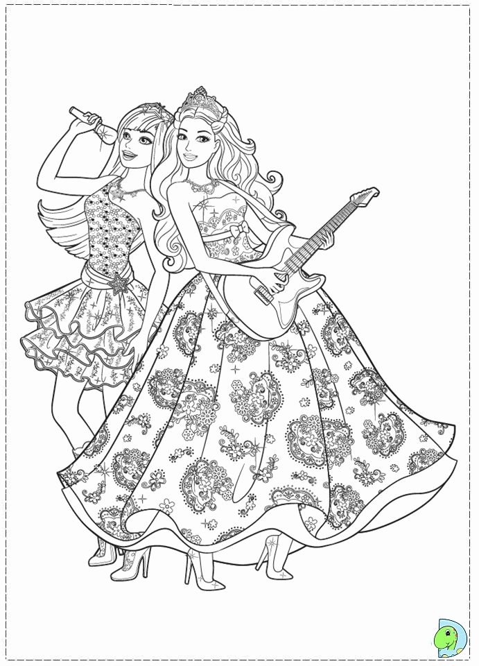 Barbie- The princess and the Popstar Coloring page- DinoKids.org