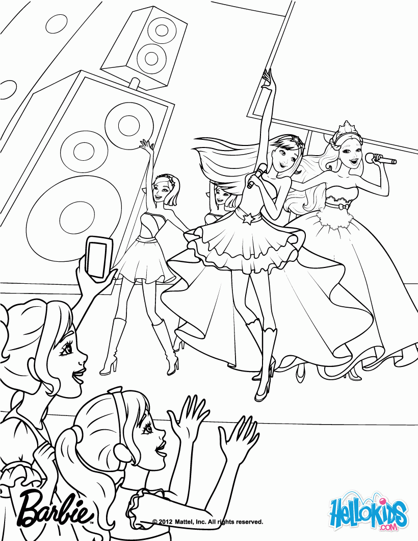 Barbie Princess And The Popstar Coloring Pages Printable - Coloring