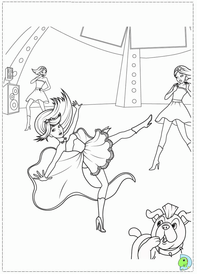 Barbie- The princess and the Popstar Coloring page- DinoKids.org