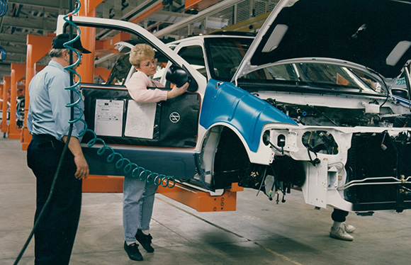 A woman is working at the Ohio assembly plant