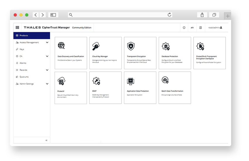 CipherTrust Manager 대시보드