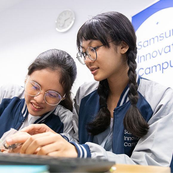 students working on STEM-related tasks