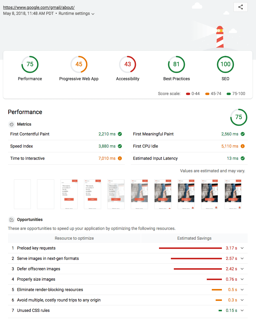 The new report UI in Lighthouse 3.0.