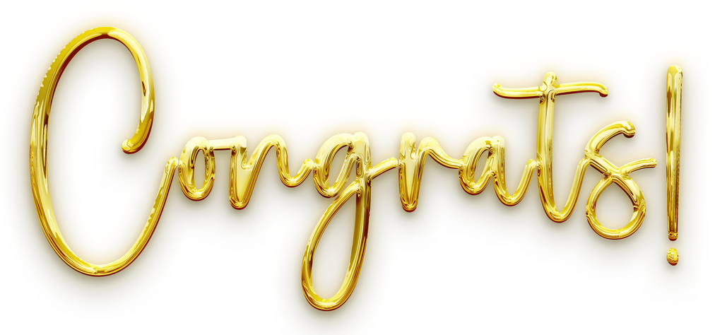 Golden volumetric 3D Text of inscription Congrats! cut out