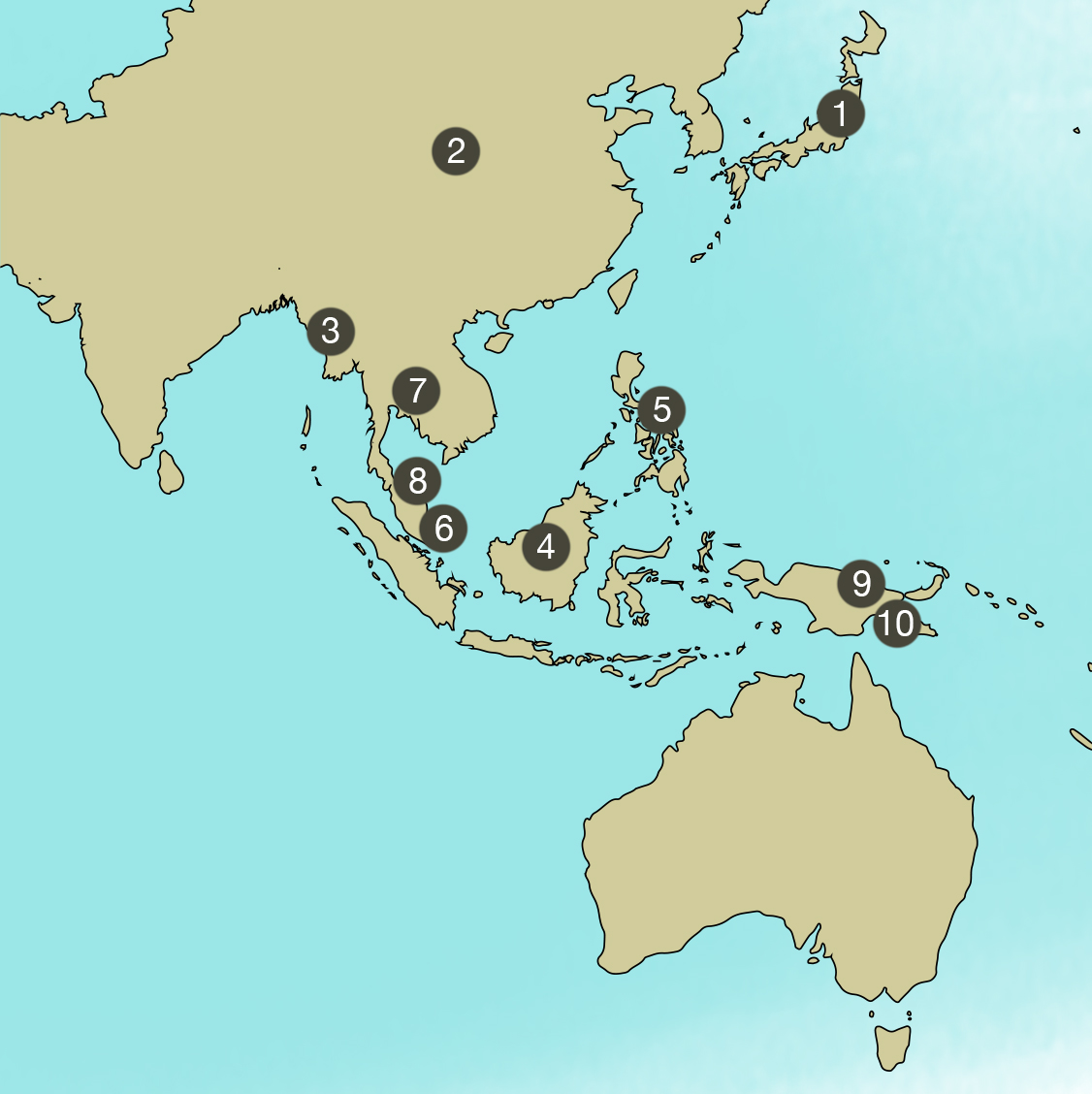 Map of the Second World War in Asia and the Pacific