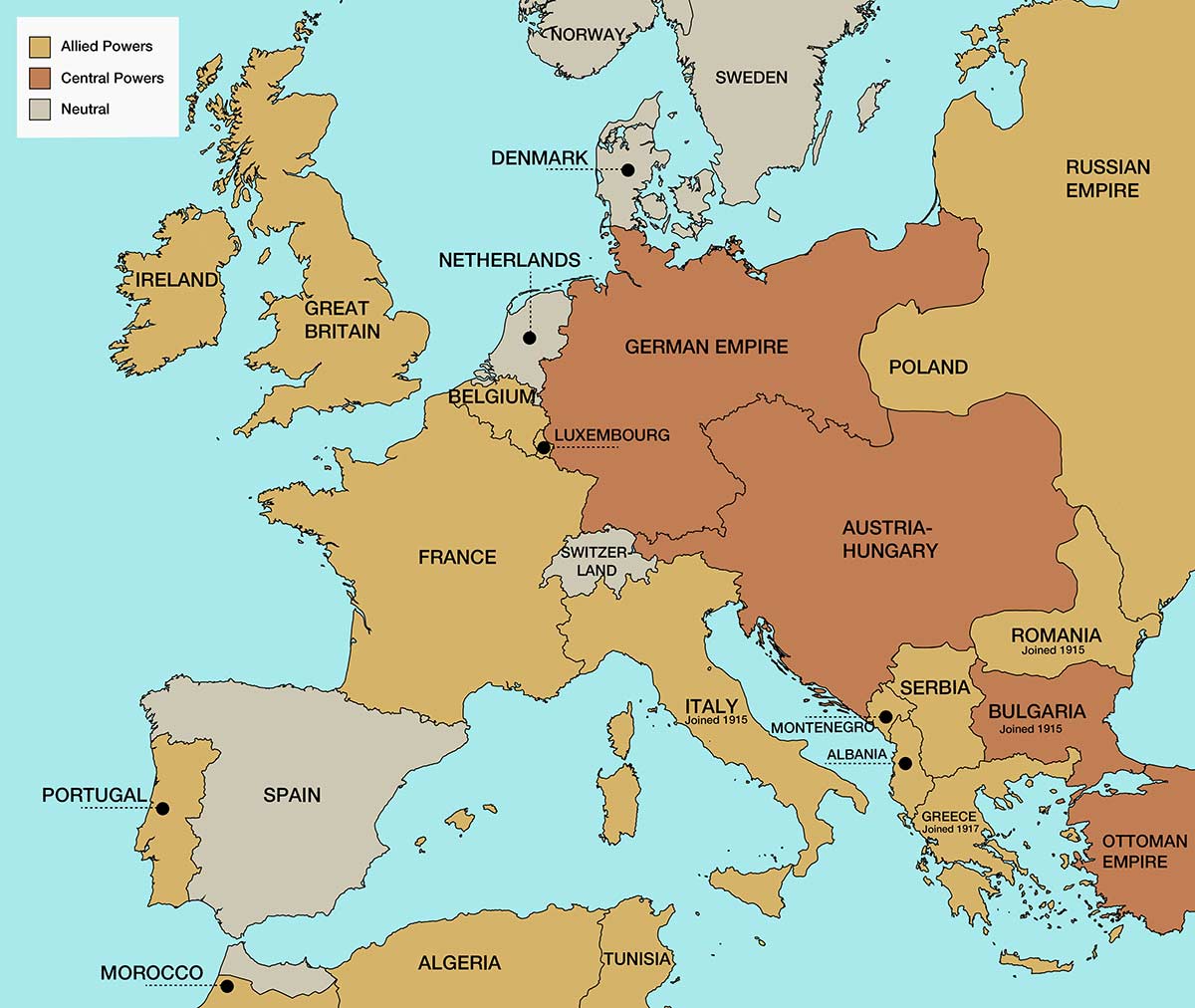 Map showing most of Europe.