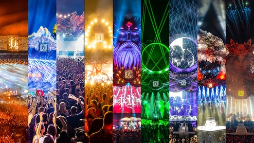 collage of photos of UNTOLD festival's mainstage over the past nine years