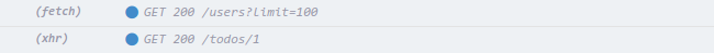Screenshot of fetch and XHR requests