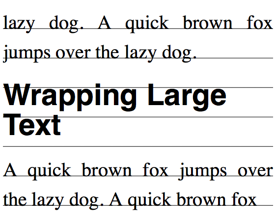 Large text wraps within line grids