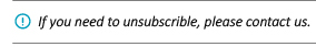 If you need to unsubscribe newsletter, please contuct us.