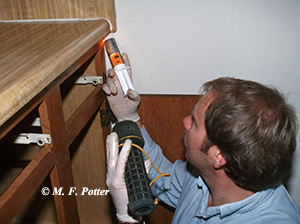 Gel baits applied with a syringe are often the most effective way to control cockroaches. Many smaller bait placements work better than a few large ones.  