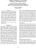 Cover page: Variations in Language Use across Gender: Biological versus Sociological Theories