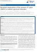 Cover page: Recurrent duplications of the annexin A1 gene (ANXA1) in autism spectrum disorders