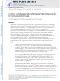 Cover page: Common variants associated with plasma triglycerides and risk for coronary artery disease