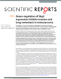 Cover page: Down-regulation of Skp2 expression inhibits invasion and lung metastasis in osteosarcoma