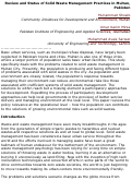 Cover page: Review and Status of Solid Waste Management Practices in Multan, Pakistan