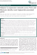 Cover page: Adipose Co-expression networks across Finns and Mexicans identify novel triglyceride-associated genes