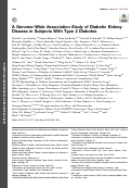 Cover page: A Genome-Wide Association Study of Diabetic Kidney Disease in Subjects With Type 2 Diabetes