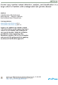 Cover page: Exome copy number variant detection, analysis, and classification in a large cohort of families with undiagnosed rare genetic disease.