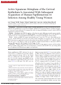 Cover page: Active Squamous Metaplasia of the Cervical Epithelium Is Associated With Subsequent Acquisition of Human Papillomavirus 16 Infection Among Healthy Young Women